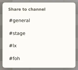 Share to channel: a list of channels