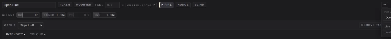 The editor's more menu
